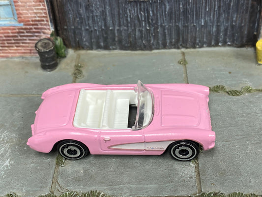 Loose Hot Wheels - 1956 Chevy Corvette - Barbie Pink and White