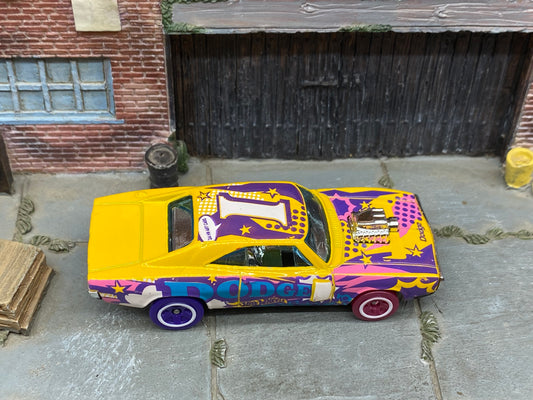 Loose Hot Wheels - 1970 Dodge Charger Supercharger Car - Yellow Art Car