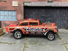 Custom Hot Wheels - 1955 Chevy Gasser - Orange - Chrome Mag Wheels - Rubber Tires