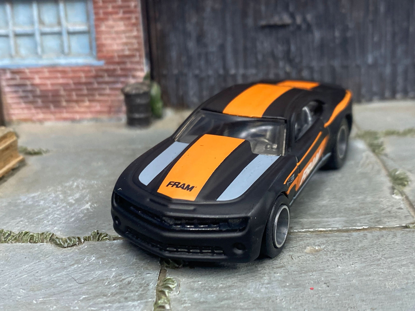 Custom Hot Wheels - 2013 COPO Camaro - Custom Satin Clearcoat Black and Orange - Gray and Chrome Smoothie Wheels - Rubber Tires