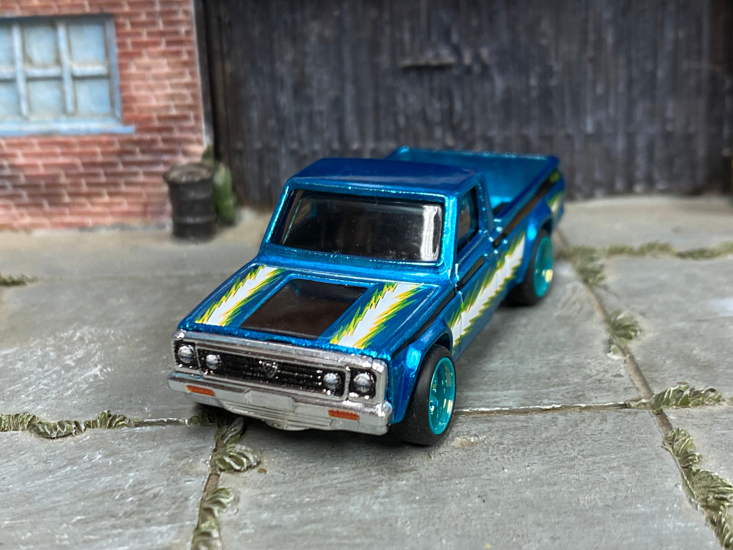 Custom Hot Wheels - Mazda REPU Mini Truck - Blue and Black Ultra Hot - Blue 6 Spoke Wheels - Rubber Tires