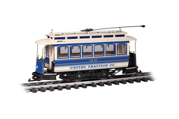 Bachmann Large Scale United Traction Co. #1833 Closed Streetcar Blue & Cream #93944 - exact product image