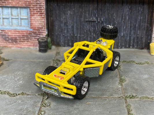 Custom Hot Wheels - Roll Cage Dune Buggy San Rail - Yellow - Chrome Mag Wheels - Off Road Rubber Tires