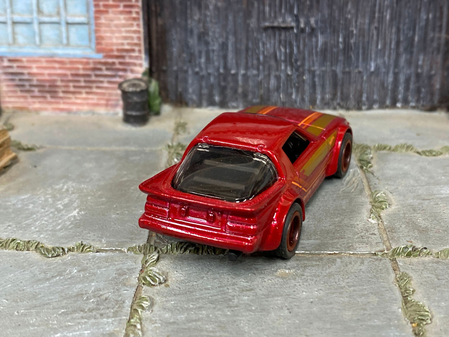 Custom Hot Wheels - Mazda RX-7 - Dark Red and Gold - Red Mag Wheels - Rubber Tires