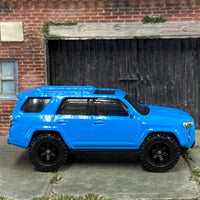 Custom Matchbox - 2018 Toyota 4 Runner - Blue - Black 6 Spoke Wheels - Off Road Rubber Tires