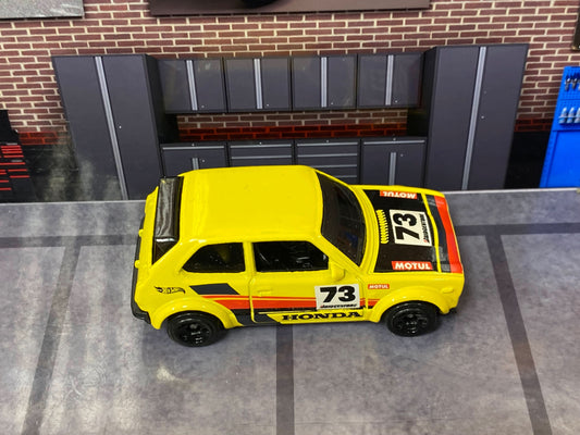 Loose Hot Wheels - 1973 Honda Civic Custom - Yellow, Red and Black 73