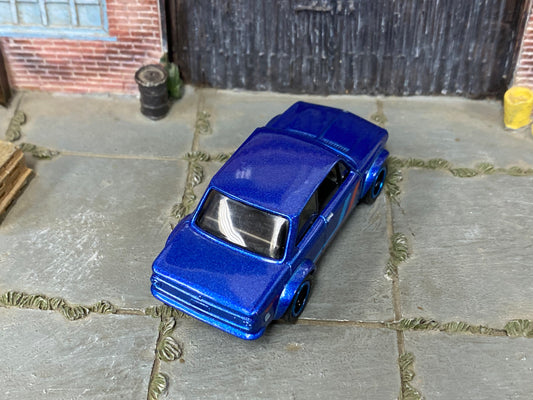 Custom Hot Wheels - BMW 2002 - Blue - Black and Blue Mag Wheels - Rubber Tires