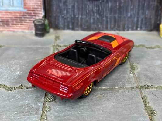 Custom Hot Wheels - Plymouth Barracuda - Red and Orange - Gold Mag Wheels - Rubber Tires