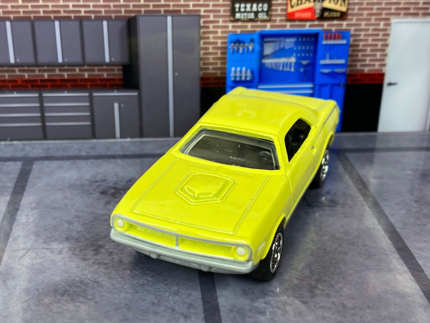 Custom Matchbox - 1970 Plymouth Cuda - Yellow - Chrome AMR Wheels - Rubber Tires