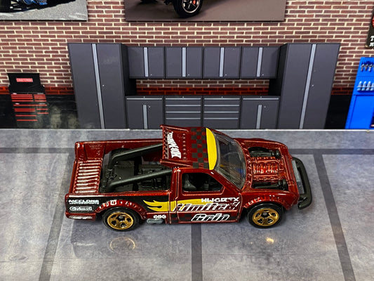 Loose Hot Wheels - Limited Grip Race Truck - Dark Red and Yellow