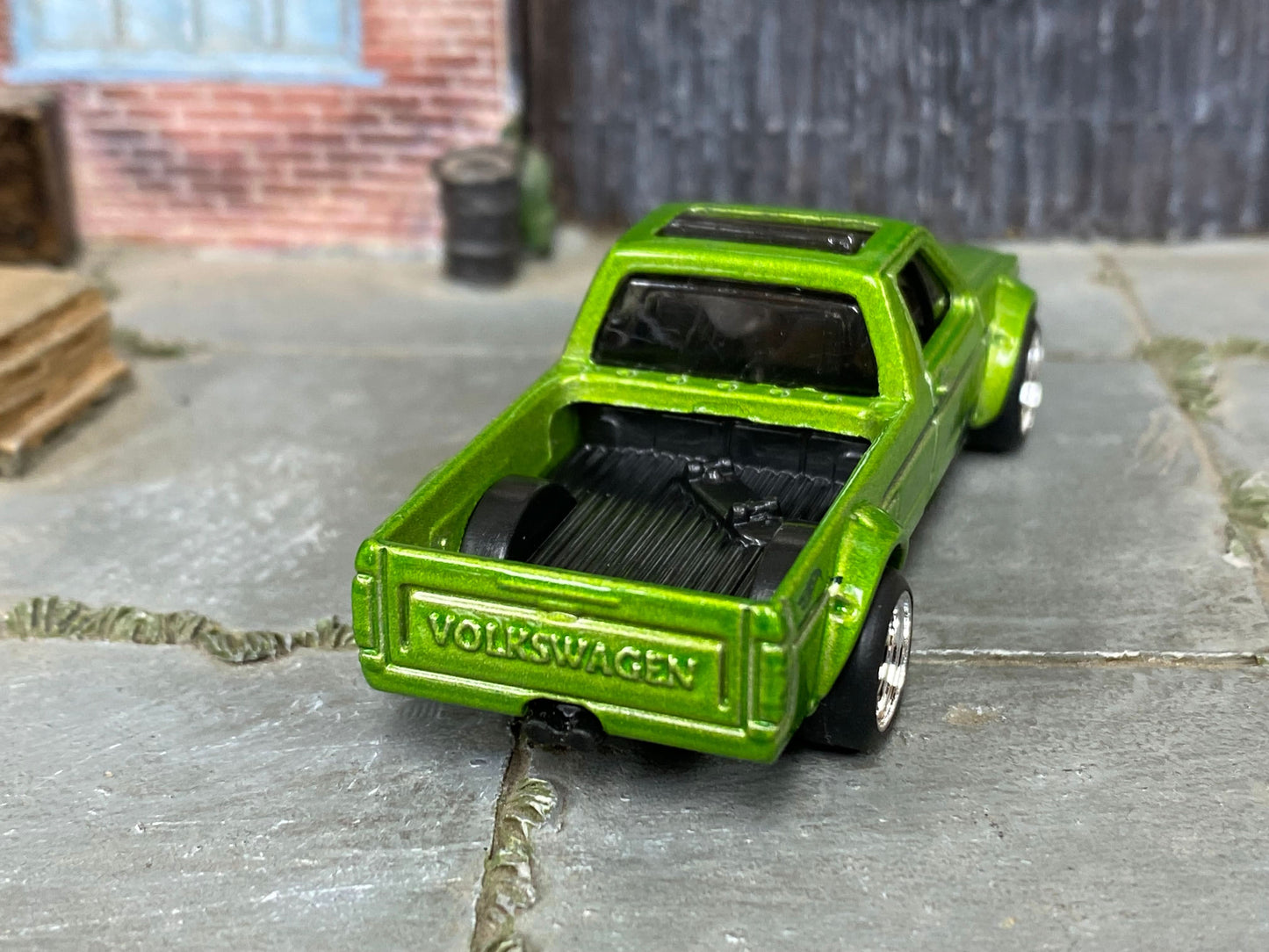Custom Hot Wheels - Volkswagen Caddy - Green - Chrome Mag Wheels - Rubber Tires