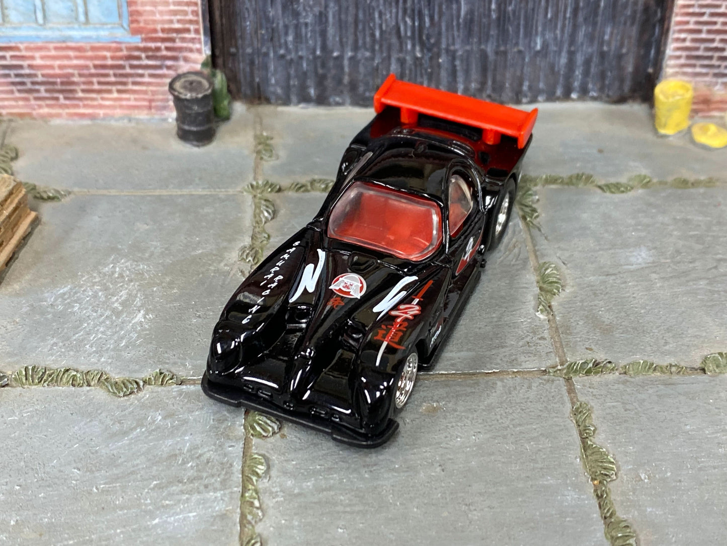 Custom Hot Wheels - Panoz GTR-1 - Black and Red - Chrome Mag Wheels - Rubber Tires