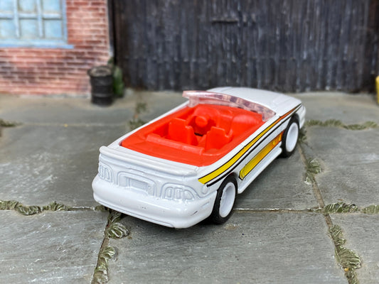 Custom Hot Wheels - 1996 Mustang GT Convertible - White, Orange and Yellow - White Mag Wheels - Rubber Tires