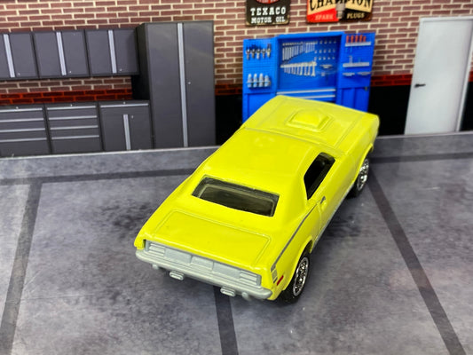 Custom Matchbox - 1970 Plymouth Cuda - Yellow - Chrome AMR Wheels - Rubber Tires