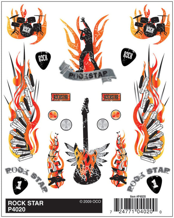 PineCar P4020 Rock Star decal sheet with guitars and flames