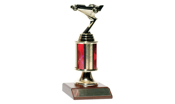 PineCar P431 seven-inch third place trophy with racing-car ornament