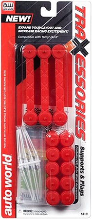 Auto World TRX101 HO slot car track supports pillars and flags