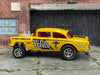 Custom Hot Wheels - 1955 Chevy Gasser - Yellow and Black Tri-Five-Terror - Chrome AMR Wheels - Firestone Slicks
