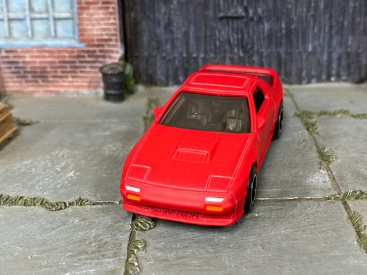 Custom Hot Wheels - 1988 Mazda Savannah RX-7 - Custom Satin Clear Over Red - Black and Chrome Track Wheels - Rubber Tires