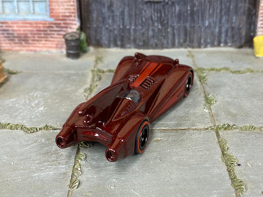 Custom Hot Wheels - Batman Batmobile - Burgundy - Black Mag Wheels - Redline Rubber Tires