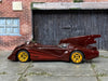Custom Hot Wheels - Batman Batmobile - Burgundy - Gold 4 Spoke Wheels - Rubber Tires