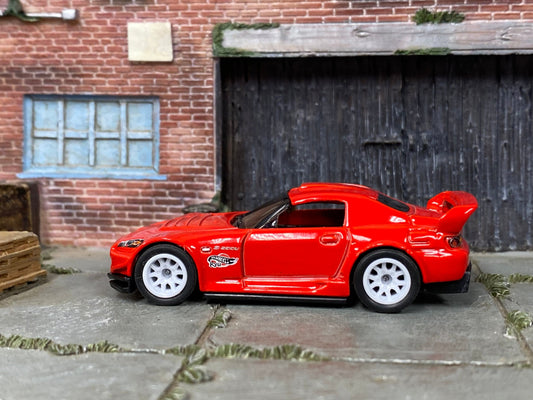 Custom Hot Wheels - Honda S2000 - Red - White 12 Spoke Thunder Wheels - Rubber Tires