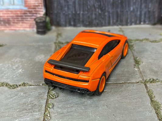 Custom Hot Wheels - Lamborghini Gallardo LP-570-4 SuperLeggra Race Car - Orange - Orange Race Wheels - Rubber Tires