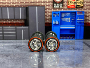 Custom Hot Wheels - Matchbox Rubber Tires & Wheels: Red Line Rubber Tires And Chrome 5 Spoke Wheels 10mm - 10mm