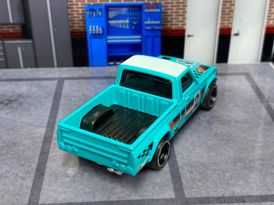 Custom Hot Wheels - Mazda REPU - Teal - Chrome and Black 4 Spoke Wheels - Rubber Tires