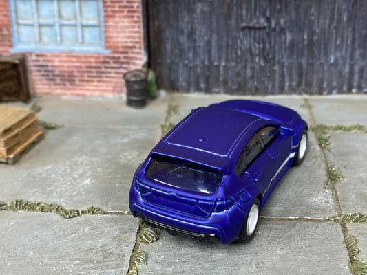 Custom Hot Wheels - Subaru WRX STI - Custom Satin Clearcoat Over Blue - White and Chrome Race Wheels - Rubber Tires