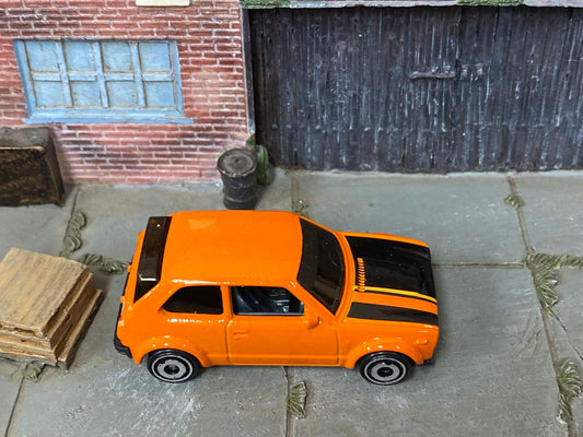Loose Hot Wheels - 1973 Honda Civic Custom - Orange and Black