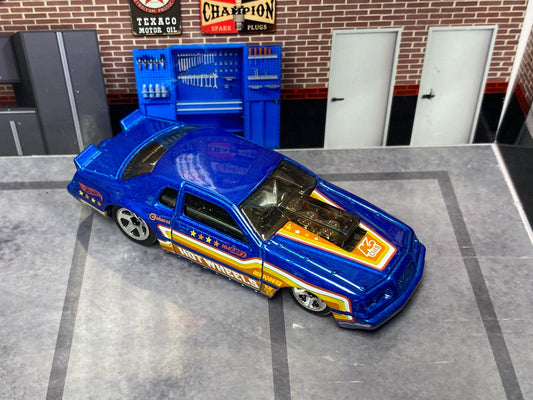 Loose Hot Wheels - 1986 Ford T-Bird Thunderbird Pro Stock Drag Car - Blue with Stripes
