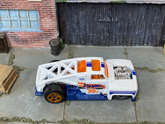 Loose Hot Wheels - Erikenstein Race Truck - White and Blue Hot Wheels
