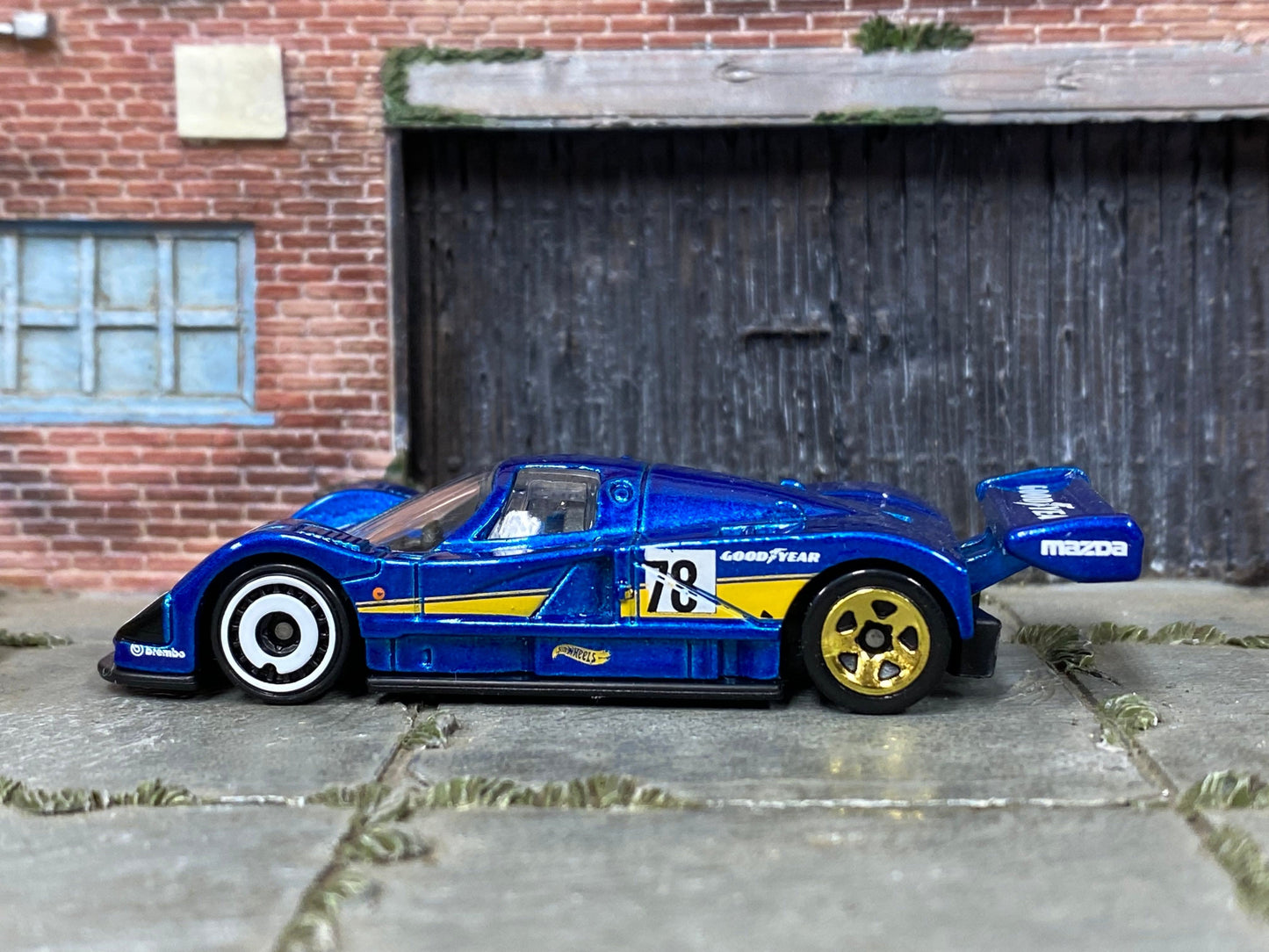 Loose Hot Wheels - Mazda 787B Race Car - Blue and Yellow Goodyear