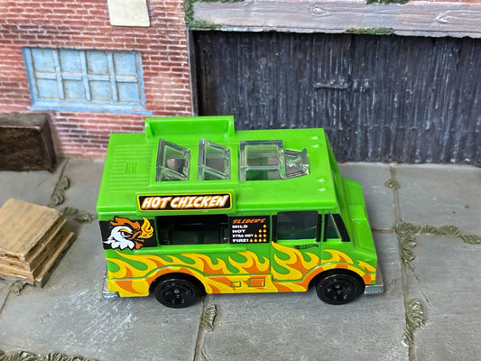 Loose Hot Wheels - Quick Bite Food Truck - Hot Chicken Green with Flames