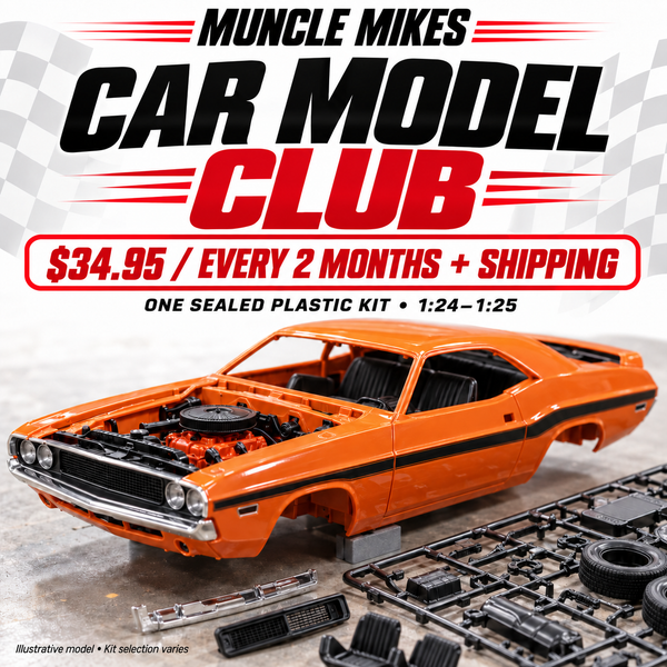 Muncle Mikes Car Model Club — one plastic model kit every two months, $34.95 plus shipping; illustrative model