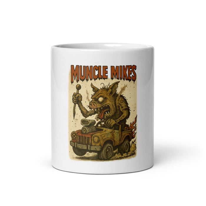 Front view of white 11 oz Monster Mugs 010 ceramic coffee mug
