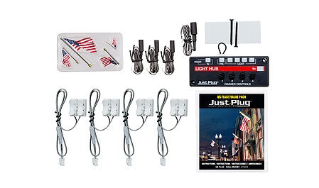 Woodland Scenics JP5924 Wall Mount Flag with Spotlight Value Pack - Multi Scale - product image