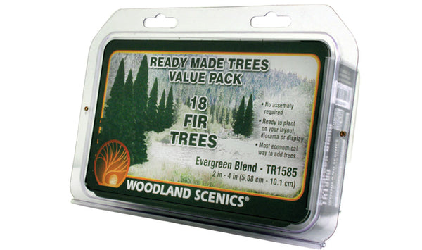 Woodland Scenics TR1585 Evergreen Blend fir trees 18-pack