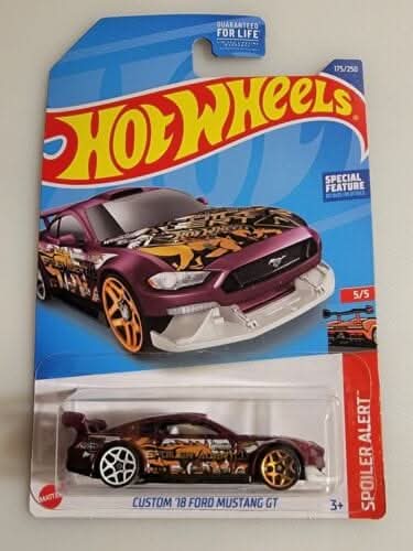Collectable Carded Hot Wheels - Custom 2018 Mustang GT - Dark Red Spoiler Alert