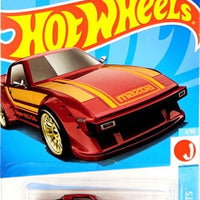 Collectable Carded Hot Wheels - Mazda RX-7 - Dark Red and Gold