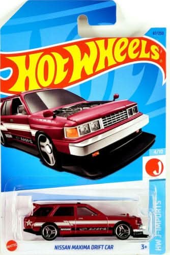Collectable Carded Hot Wheels 2023 - Nissan Maxima Drift Car - Dark Red and White