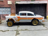 Custom Hot Wheels - 1955 Chevy Gasser - Pearl White and Copper With Gold 5 Spoke Race Wheels - Rubber Tires