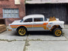 Custom Hot Wheels - 1955 Chevy Gasser - Pearl White and Copper With Gold 5 Spoke Race Wheels - Rubber Tires