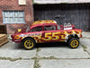 Custom Hot Wheels - 1955 Chevy Gasser - Satin Red - Gold 5 Spoke Race Wheels - Rubber Tires