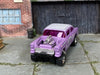 Custom Hot Wheels - 1955 Chevy Gasser - Purple and White Triassic-Five - Chrome Steel Racing Wheels - Rubber Tires