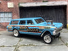 Custom Hot Wheels 1964 Chevy Nova Station Wagon Gasser Drag Car In Blue With Chrome Steel Wheels With Rubber Tires