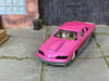 Custom Hot Wheels - 1988 Ford T-Bird Drag Car - Pink and Silver - Pink 4 Spoke Wheels - Goodyear Slicks