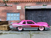 Custom Hot Wheels - 1988 Ford T-Bird Drag Car - Pink and Silver - Pink 4 Spoke Wheels - Goodyear Slicks