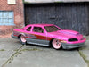 Custom Hot Wheels - 1988 Ford T-Bird Drag Car - Pink and Silver - Pink 4 Spoke Wheels - Goodyear Slicks